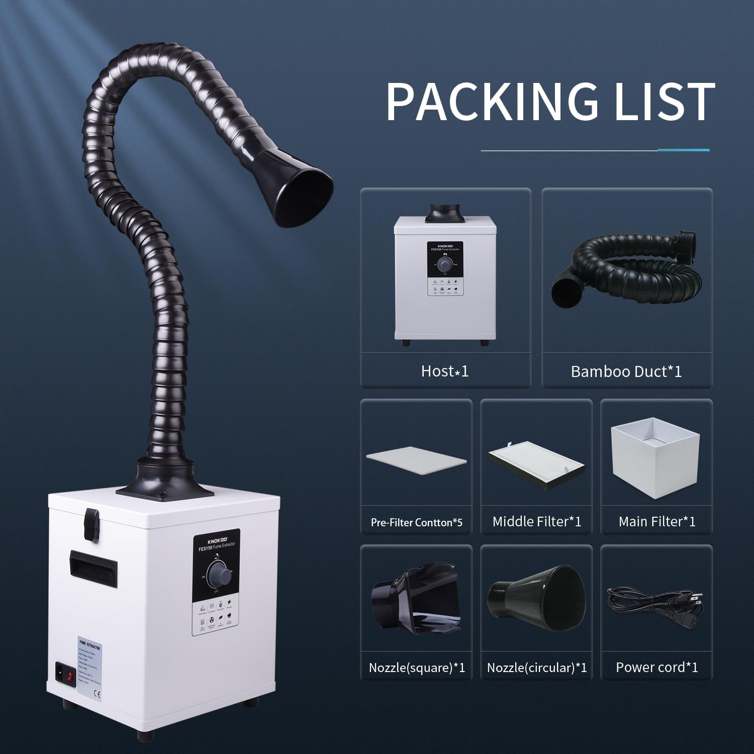 Industrial Laser Fume Extractor - Промышленный лазерный пылеуловитель KNOKOO FES150, очиститель