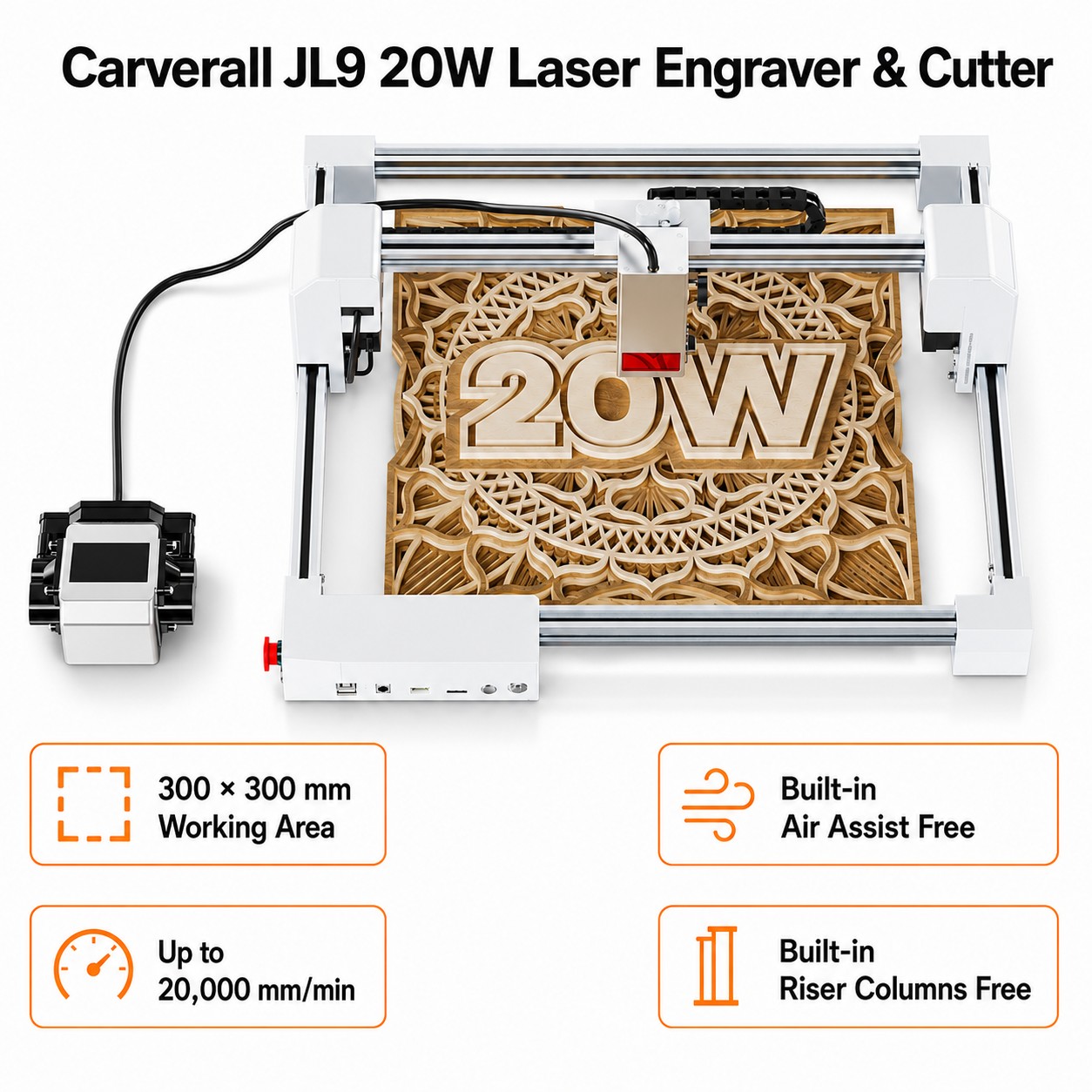 Industrial Laser Engraving Machine - Лазерный гравер-резак Carverall JL9 20W, настольный